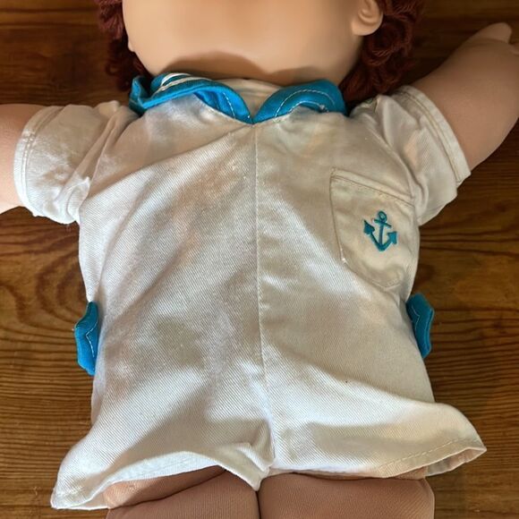 Vintage 1985 Cabbage Patch Boy Doll Brown Hair Sailor Outfit - Picture 5 of 12